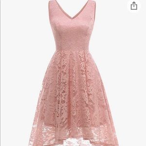 Women's Vintage Floral Lace Sleeveless Hi-Lo Cocktail Formal Swing Dress